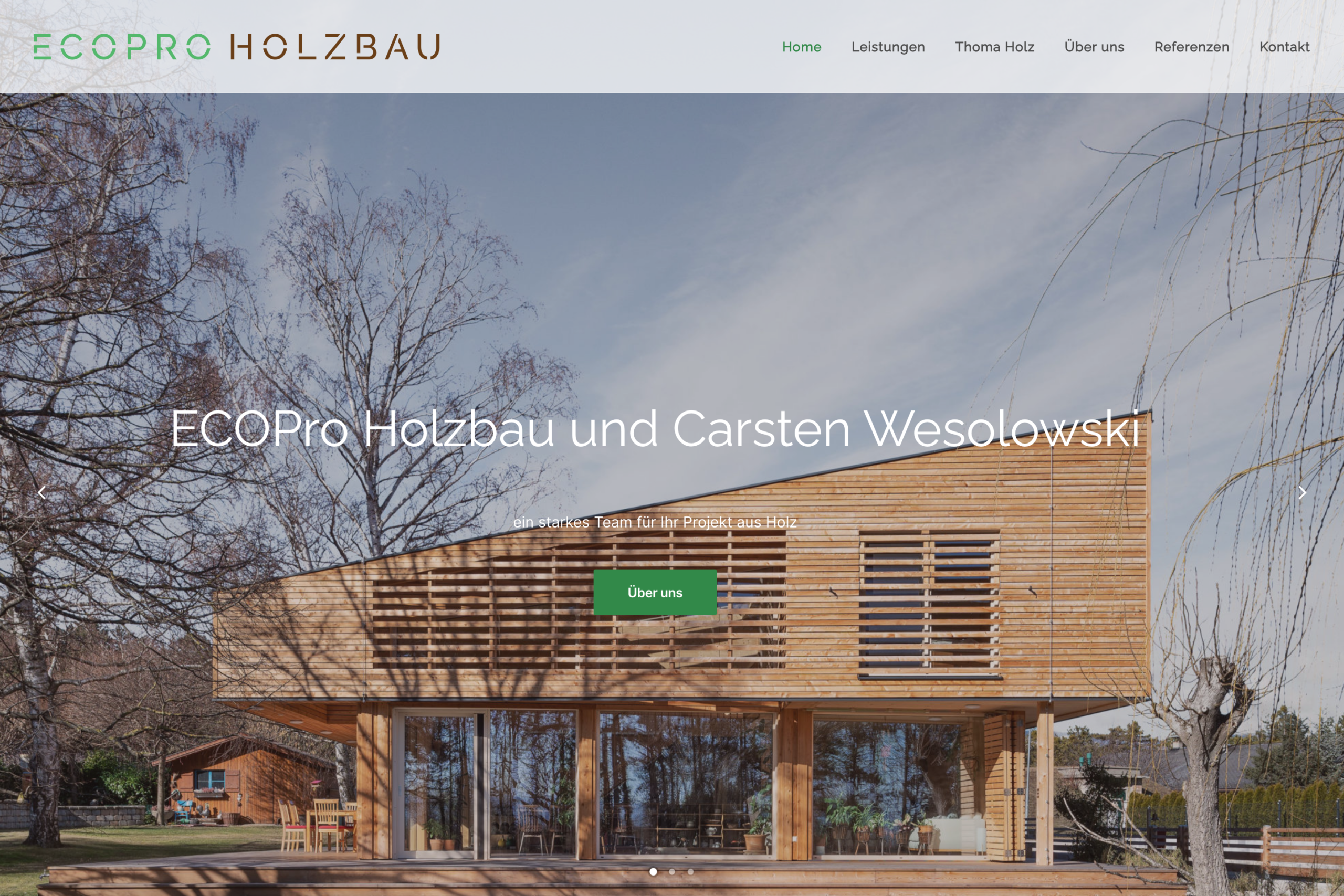 Startseite von Ecopro Holzbau.