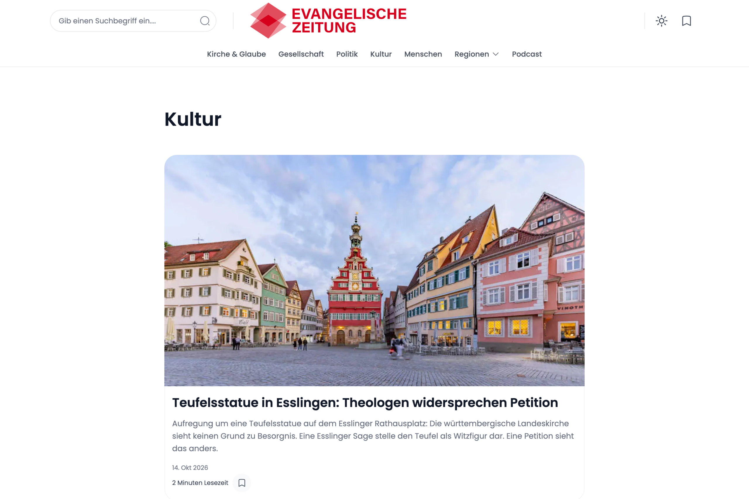Kulturseite der Evangelischen Zeitung.