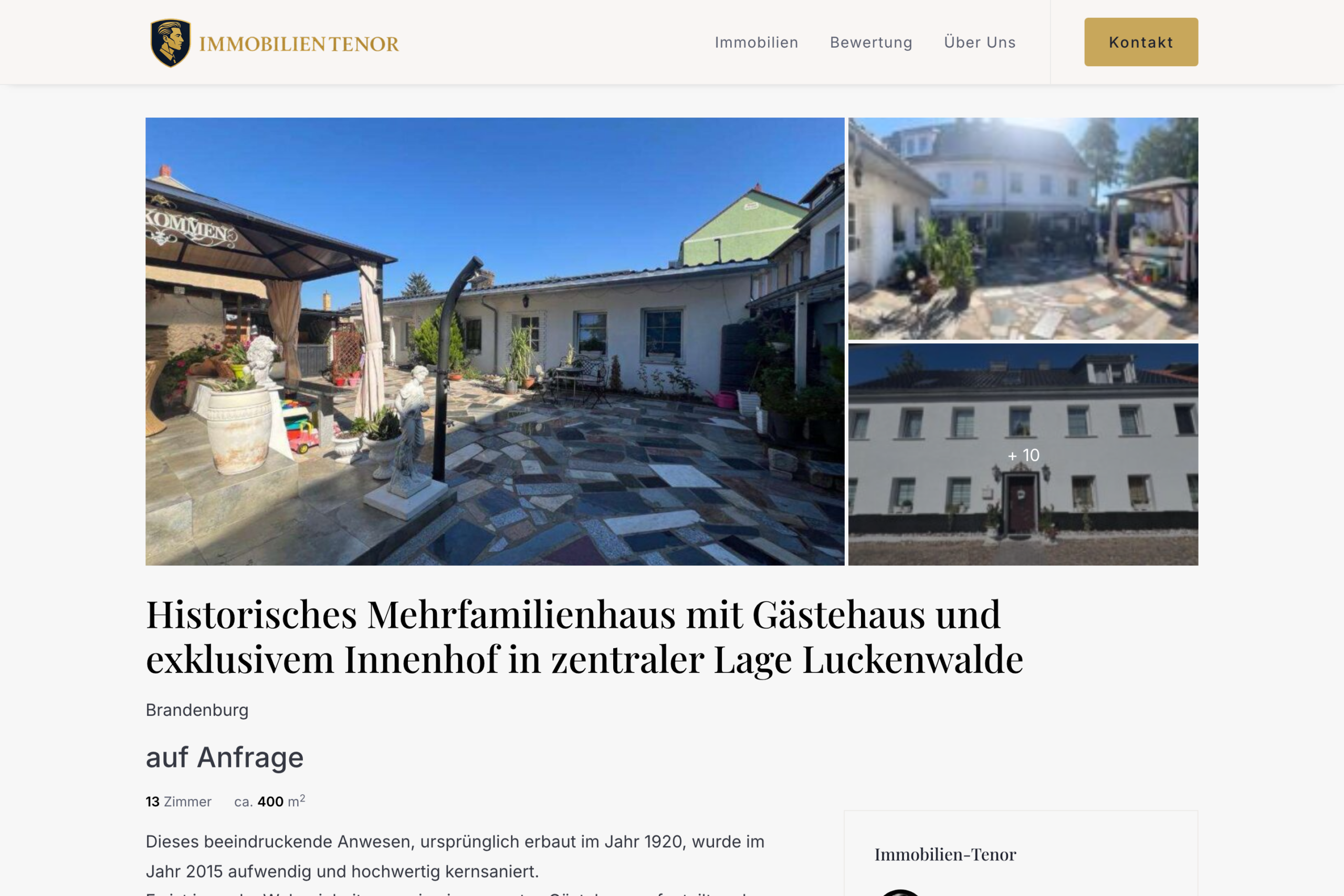Exposé eines Mehrfamilienhauses auf dem Immobilienportal Immobilientenor.